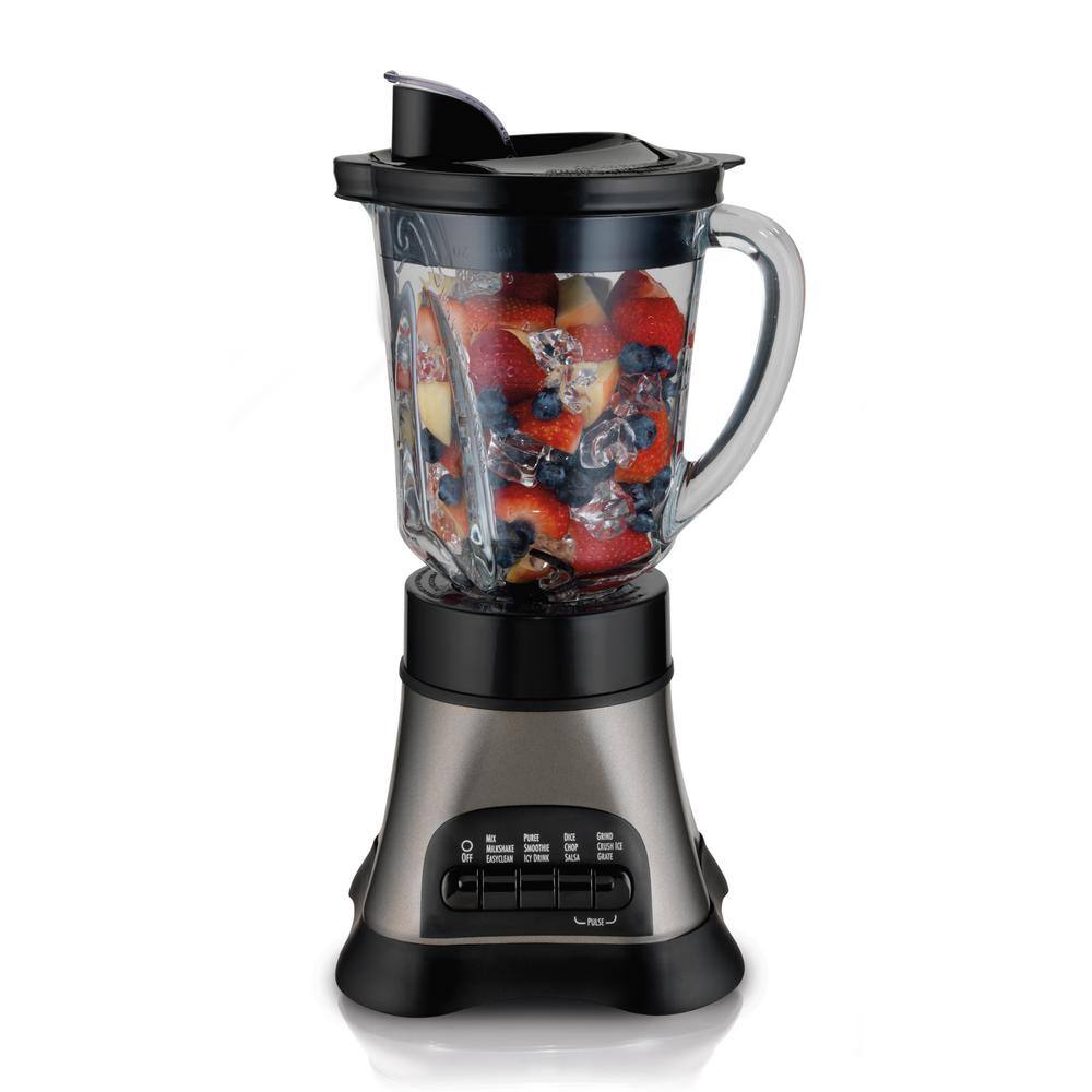 Hamilton Beach Wave Crusher 40 oz. 4-Speed Gray Blender with Blend-in Travel Jar 58161