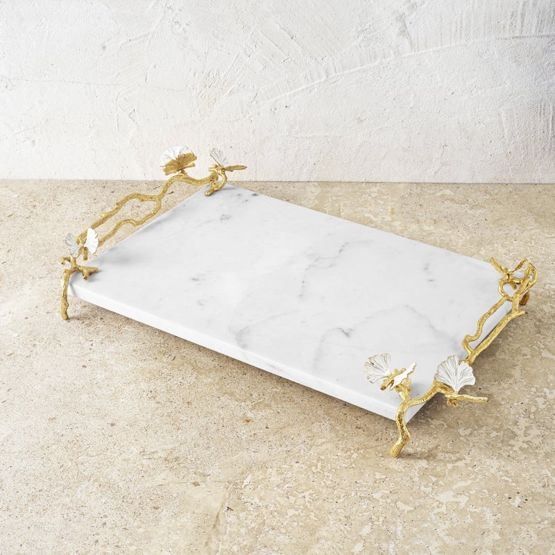 Butterfly Ginkgo Gold Cheese Board with Spreader