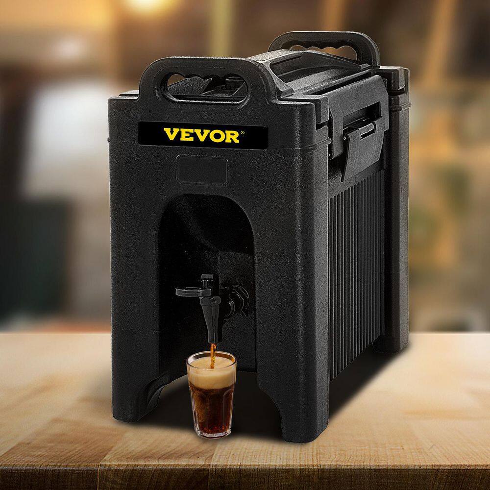 VEVOR Insulated Beverage Dispenser 2.5 Gal Beverage Server Hot and Cold Drink Dispenser Black LRYLJ25GALLON09B3V0