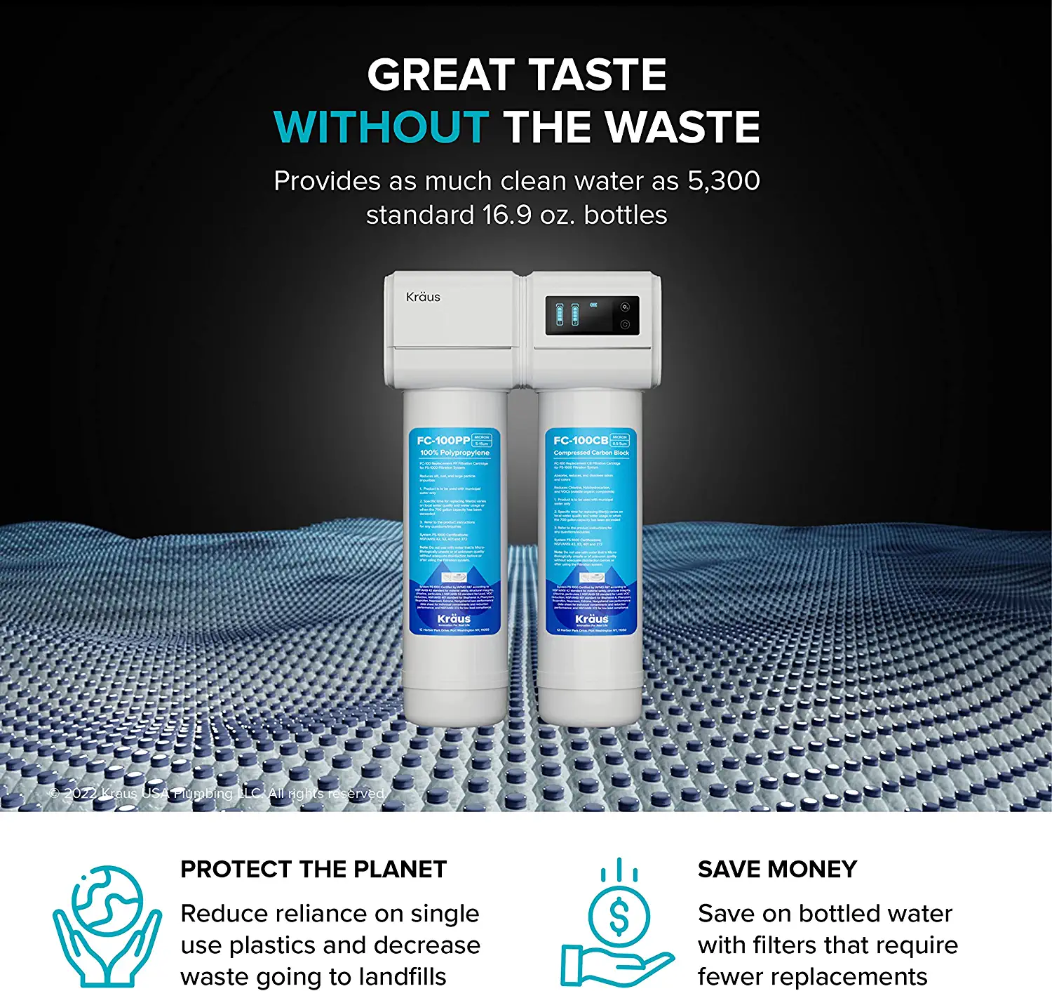 Kraus Purita Dual-stage Carbon Block Under Sink Water Filtration System