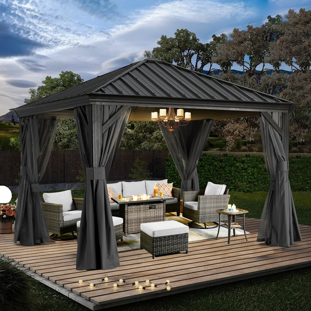 ABCCANOPY Outdoor Hardtop Gazebo with Galvanized Steel Double Roof