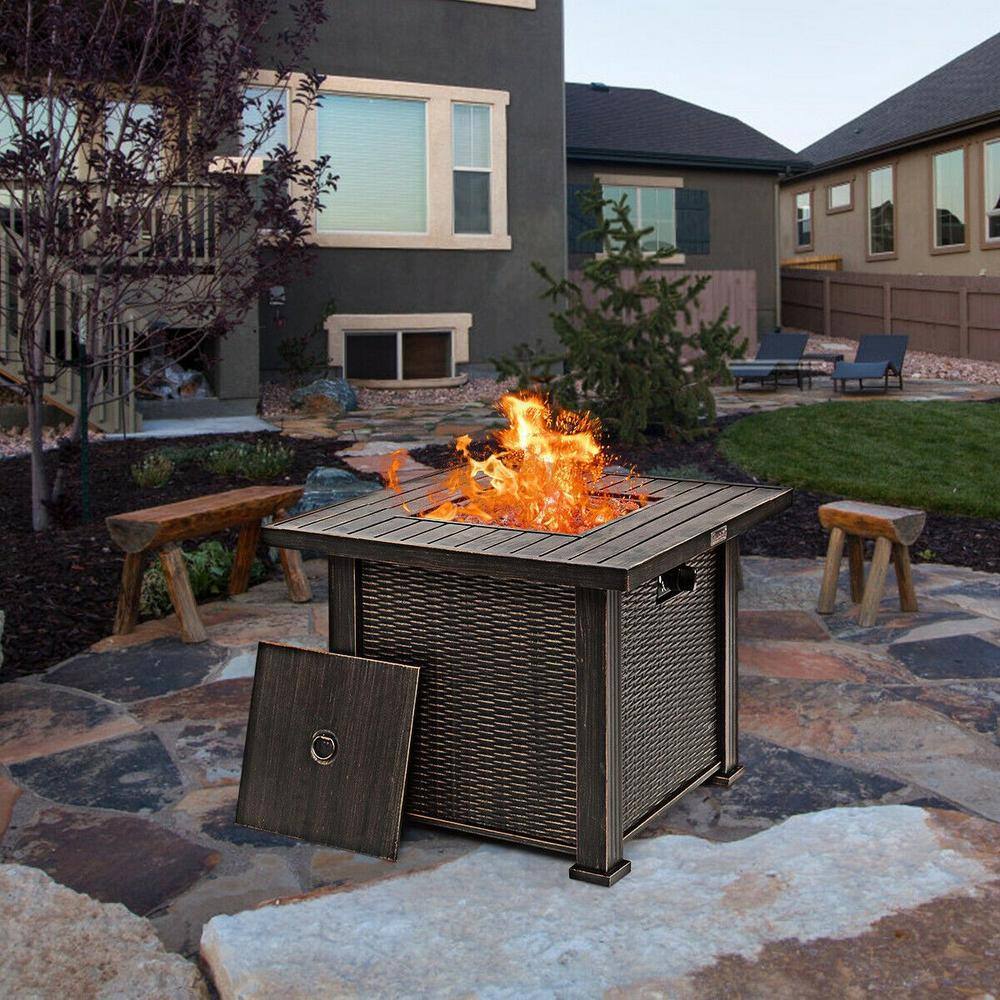 CASAINC 30 in. Bronze 50000 BTU Square Propane Gas Fire Pit Table HYFP-04