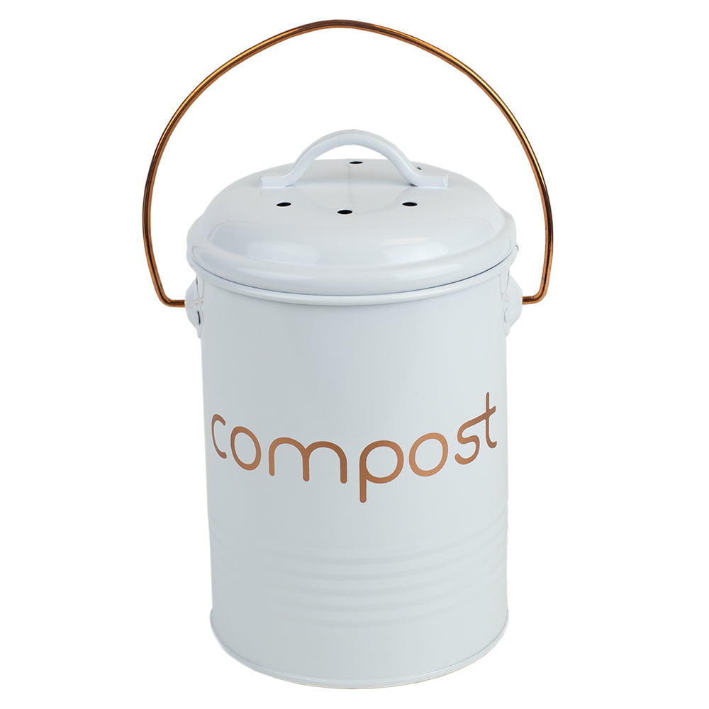 Home Basics Grove Compact Countertop Compost Bin, White