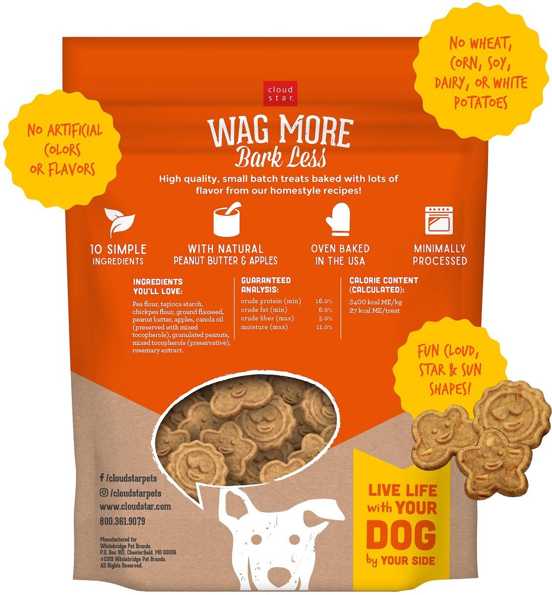 Cloud Star Wag More Bark Less Grain-Free Peanut Butter and Apples Flavor Dog Treats