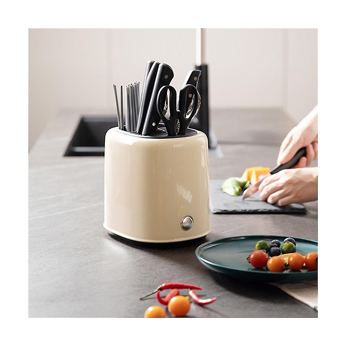 Utensil Holder Knife Block Abs Drainer Storage Box Spoon Fork Chopsticks Kitchen Organizer Green