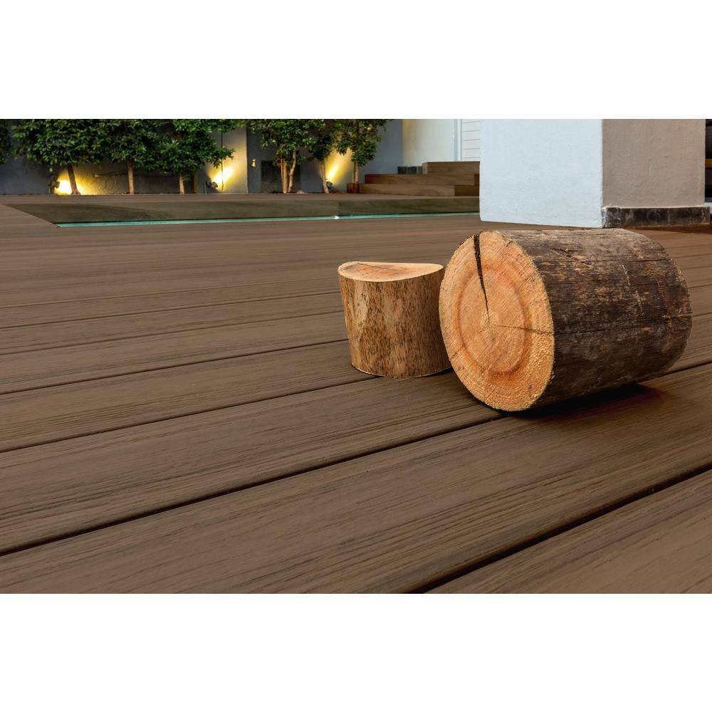 FORTRESS Infinity IS 5.35 in. x 6 in. Square Tiger Cove Brown Composite Deck Board Sample 194106201