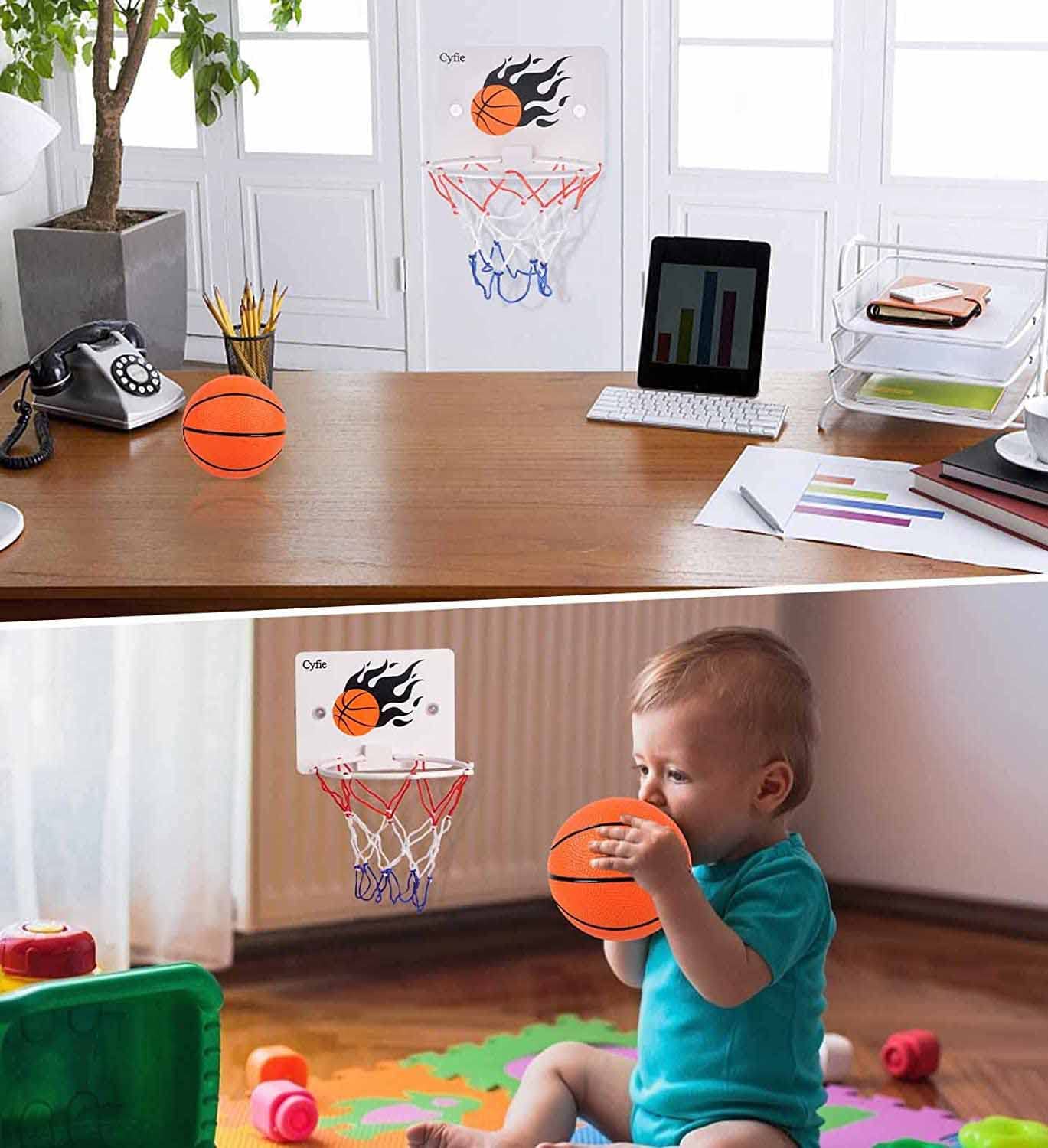 Cyfie Mini Basketball Hoop for Toddlers 1-3， Babys Bathtub Bath Toys for Bathroom Bedroom， Mini Suction Cup Basketball Hoop with 2 Balls for Kids Boys Games