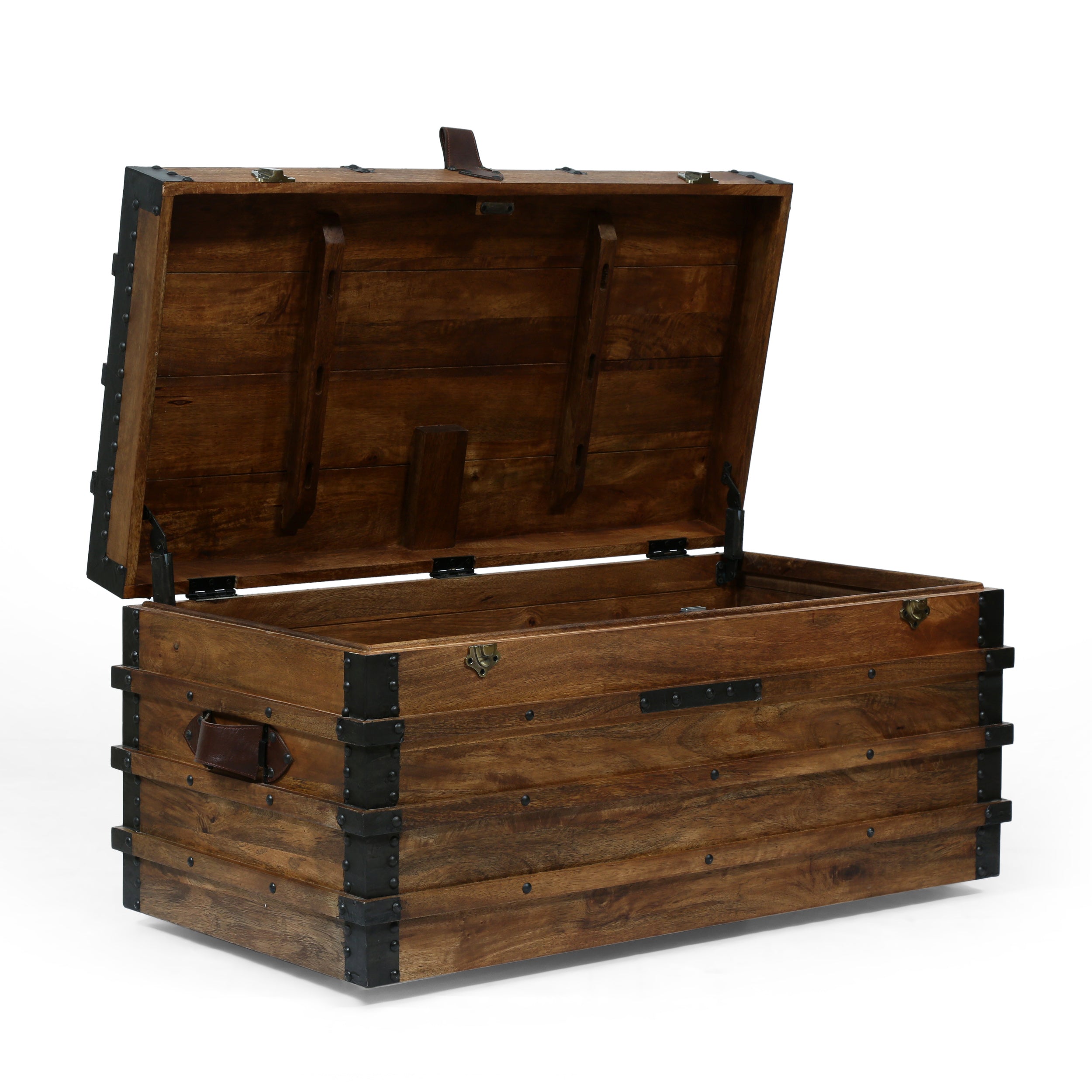 Stanton Handcrafted Boho Wood Storage Trunk with Latches