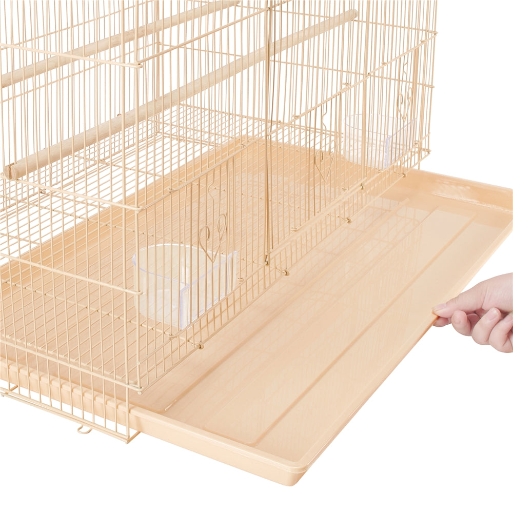 Yaheetech 30.5 inch Rectangle Breeding Flight Parakeet Bird Cage with Slide-Out Tray， Almond