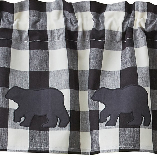 Park Designs Buffalo Check Bear Applique Valance 14 quot l Black amp Cream