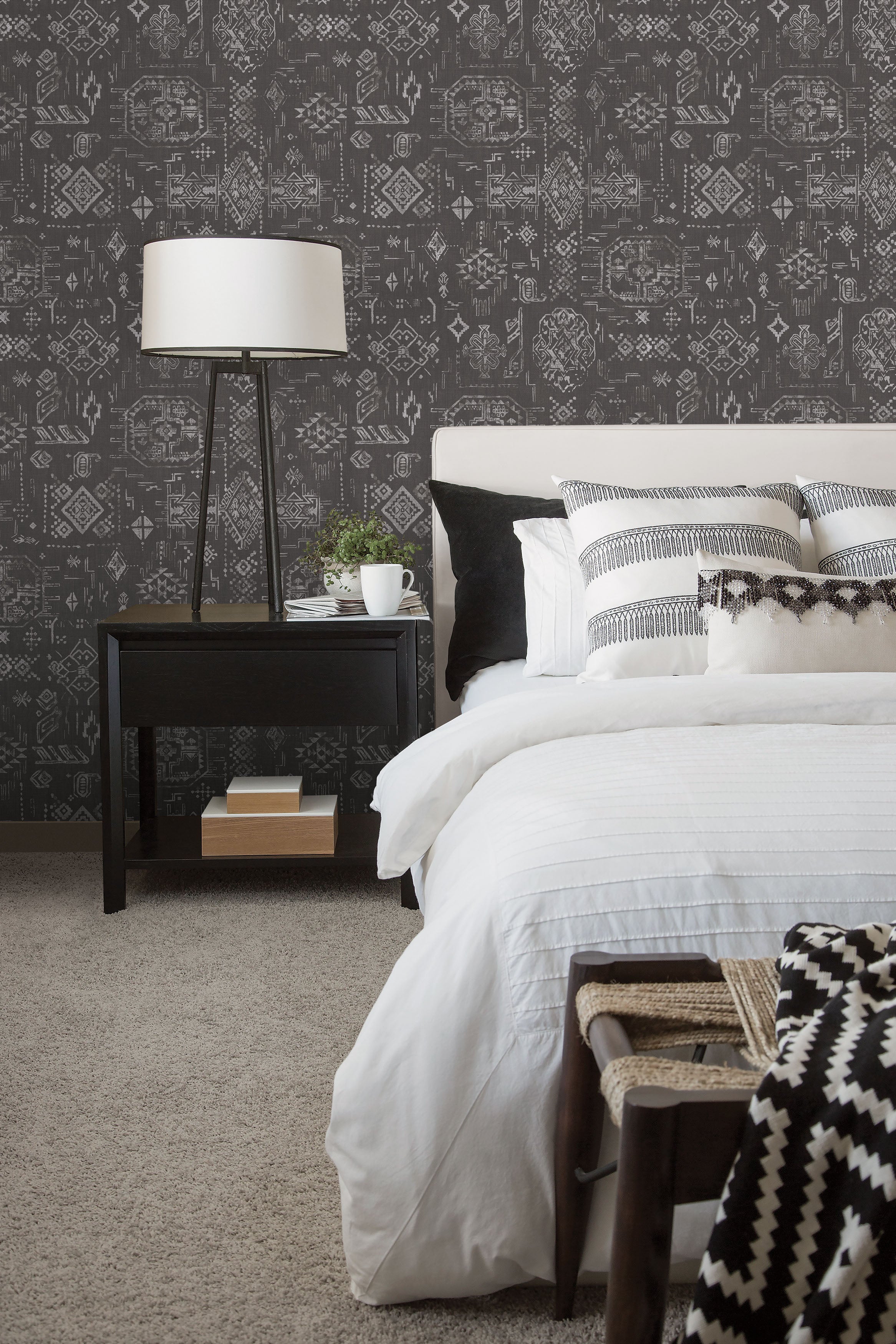 Aztec Black Wallpaper from the Global Fusion Collection