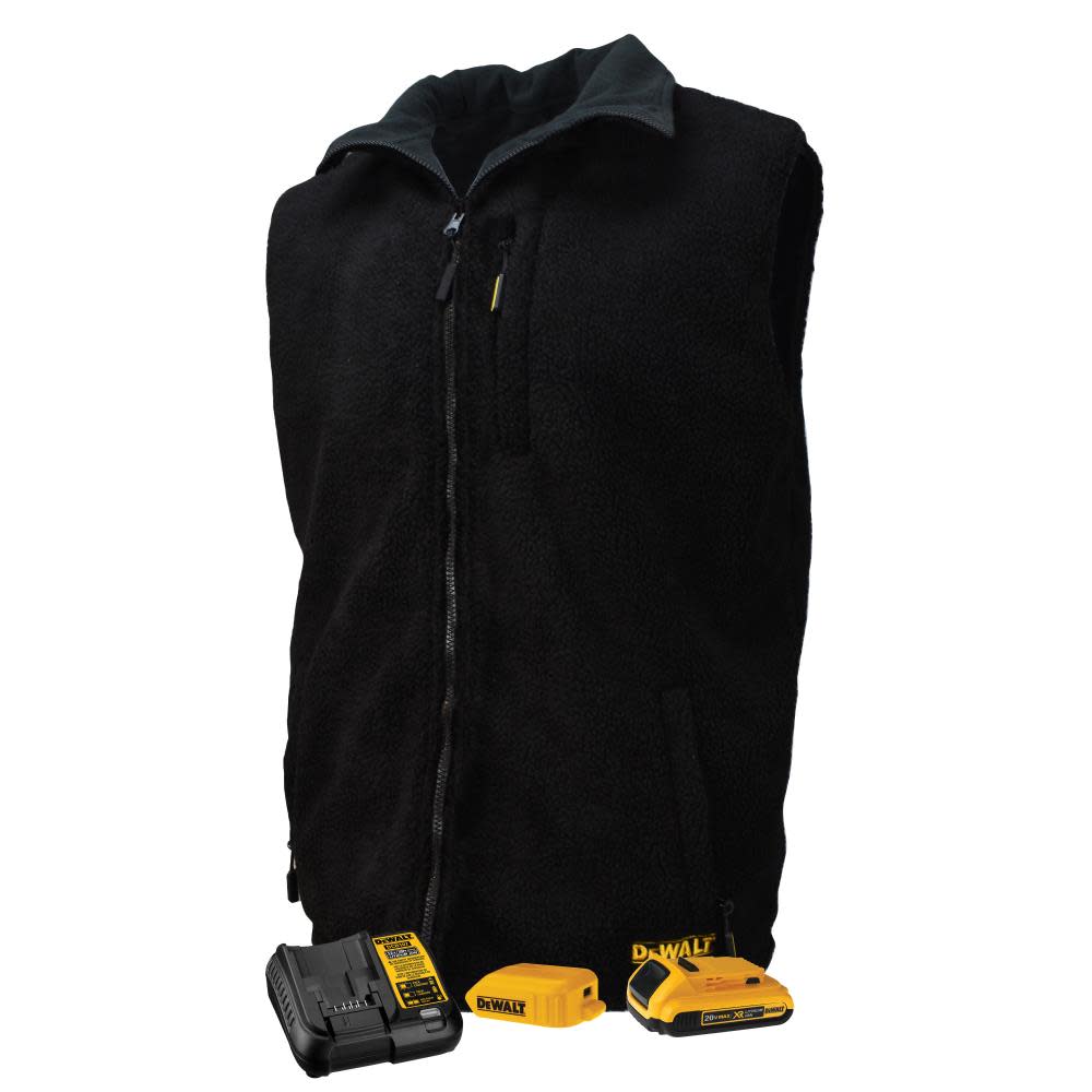 DEWALT 20V Fleece Vest Mens Heated Kit Reversible Small Black DCHV086BD1-S from DEWALT