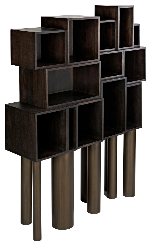 Mr. Roberts Shelving  Ebony Walnut with Metal Legs   Transitional   Bookcases   by HedgeApple  Houzz