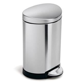 simplehuman 6-Gallon Fingerprint-Proof Brushed Stainless Steel Semi-Round Step-On Metal Household Trash Can CW1834