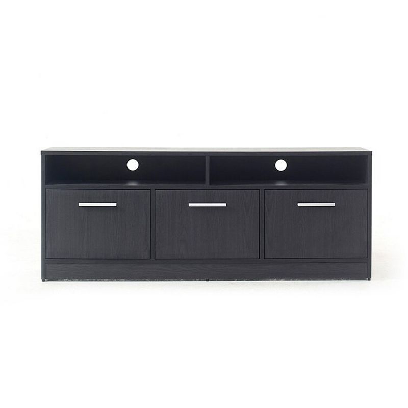 F.C Design Klair Living Contemporary TV Stand with Three Soft-closing Doors in Dark Gray