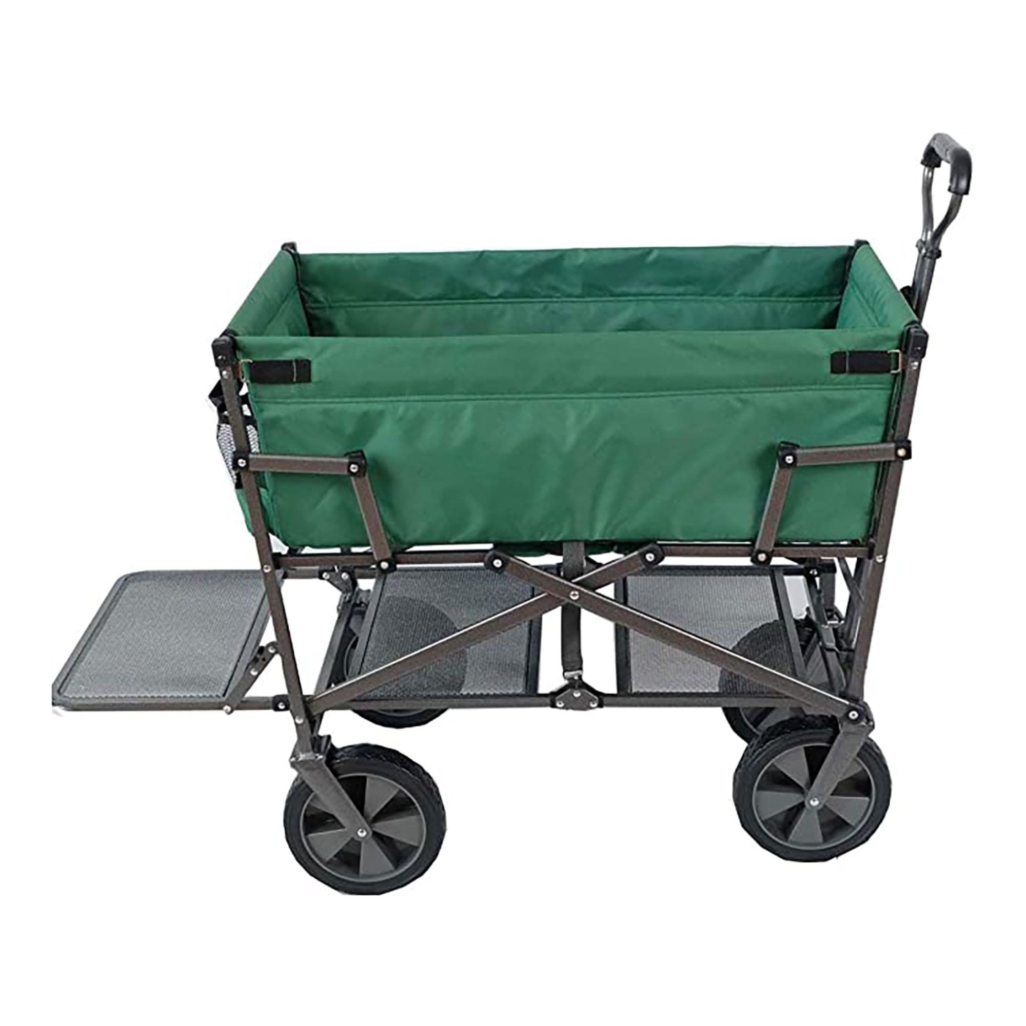 Mac Sports Double Decker Wagon: Green - Collapsible Outdoor Utility Garden Cart， 150 Lb Capacity， 32.5 x 17.5 x 10.5