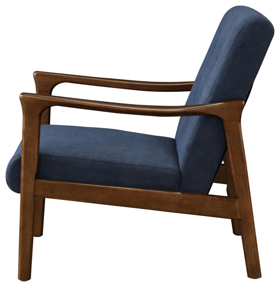 Brysen Arm Chair Dark Walnut Frame  Studio Dark Blue   Midcentury   Armchairs And Accent Chairs   by Virgil Stanis Design  Houzz