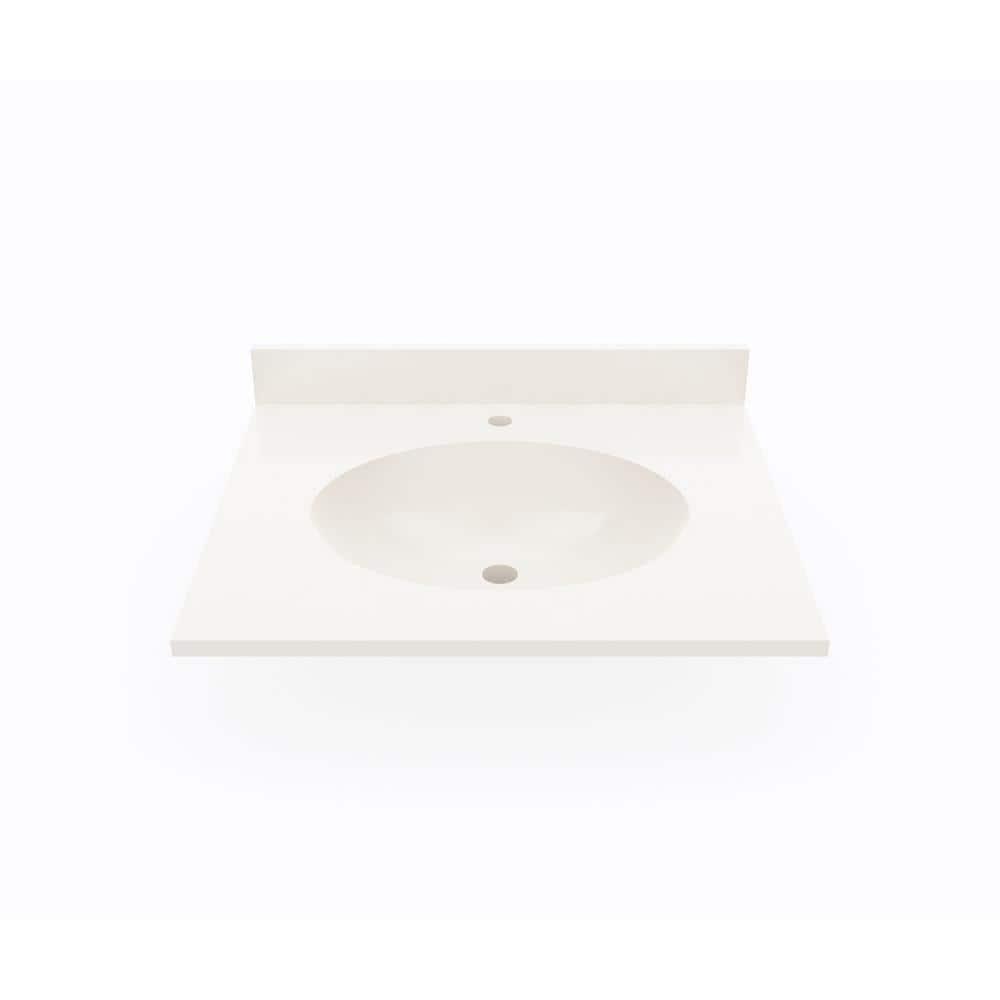 Swan Ellipse 25 in W x 19 in D Solid Surface Vanity Top with Sink in Bisque