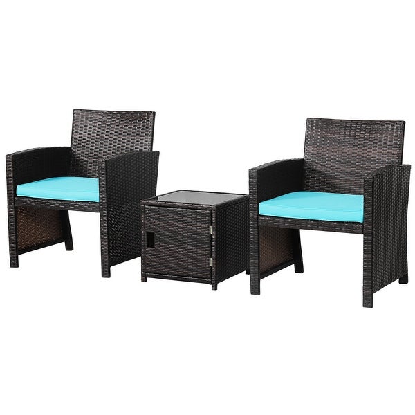 3-Piece Patio Wicker Furniture Set with Storage Table - Overstock - 37357207