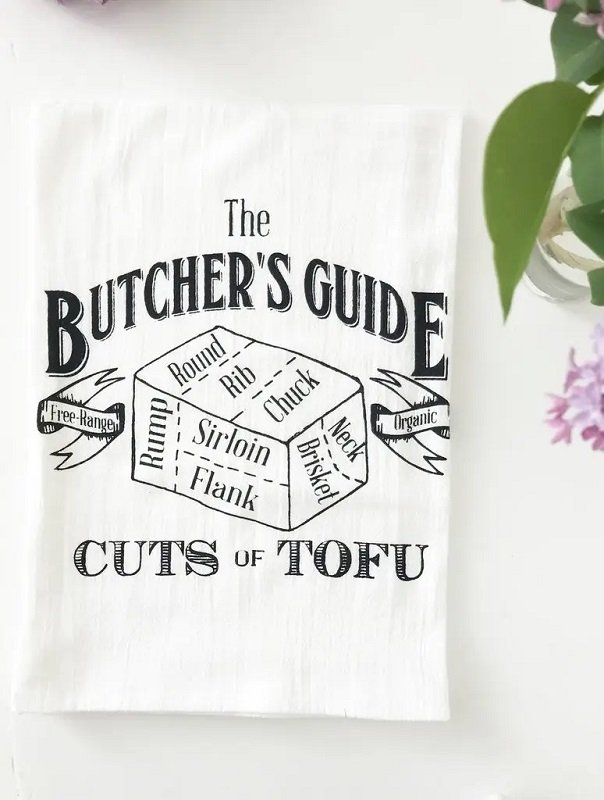 Butcher's Guide Cuts of Tofu Cotton Kitchen Towel 28 x 29