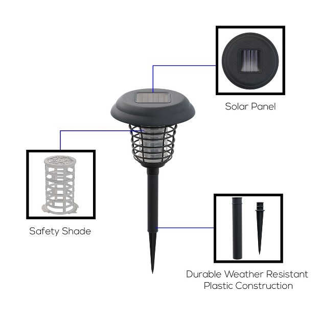 Solar Bug Zapper Set 2 pack Outdoor Uv Mosquito Repellent Stake Set With Led Light For Gardens Pathways And Patios By Pure Garden black