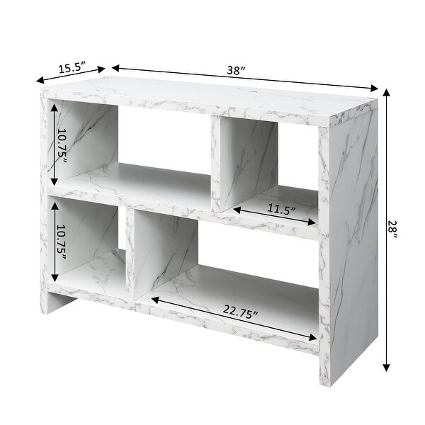 Northfield Console 3 Tier Bookcase， White Faux Marble