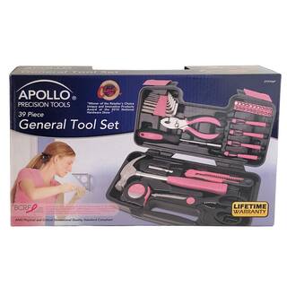 Apollo General Tool Set in Pink (39-Piece) DT9706P