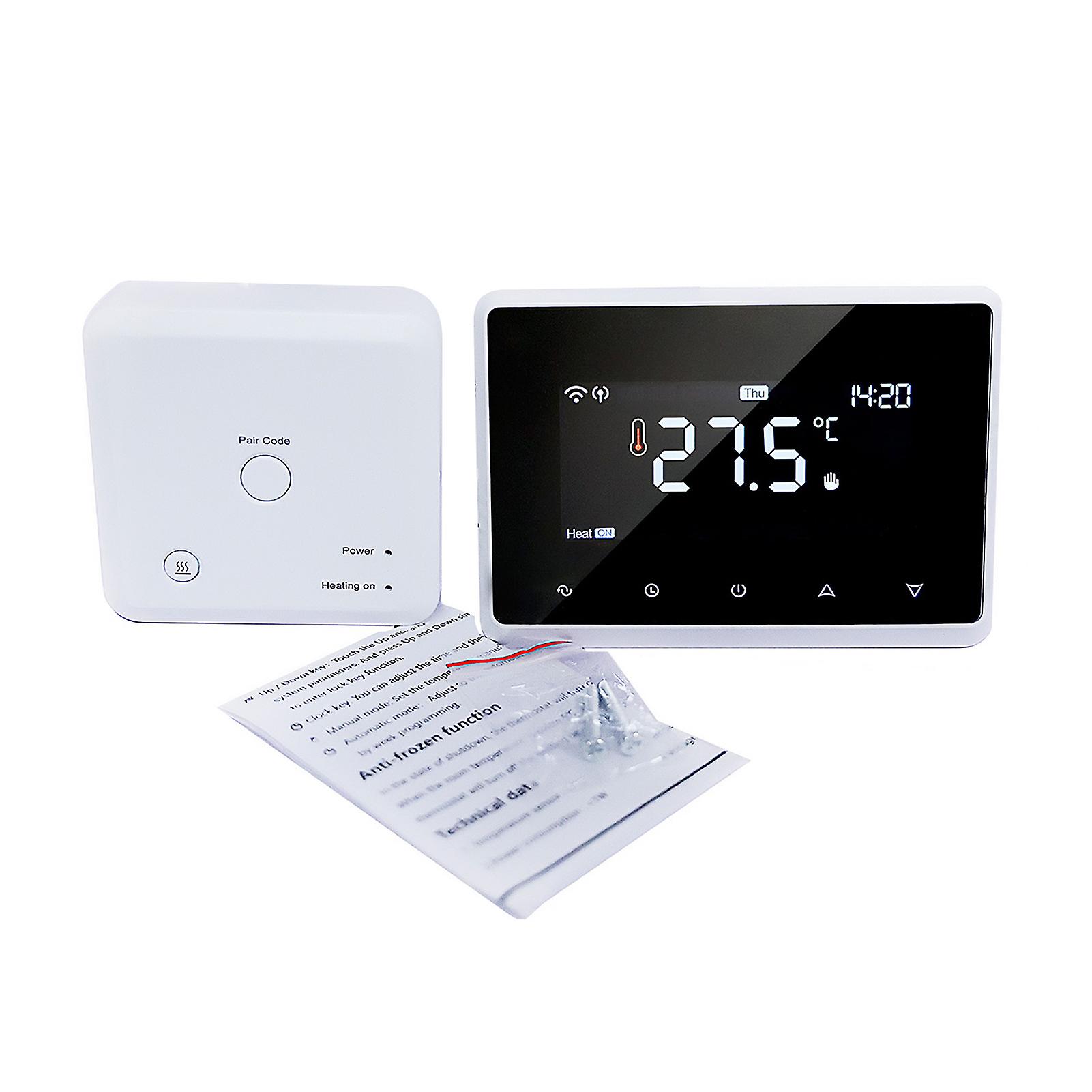 White Wi-fi Smart Thermostat Programmable Thermostat With Rf Receiver Tabletop Wall-mounted Style App Control Voice Control Compatible With Alexa Goog