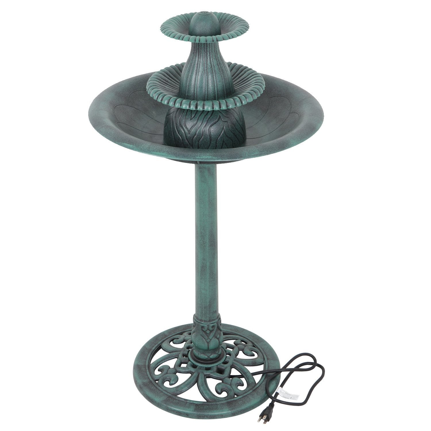 ZENSTYLE Outdoor Indoor 3-tiers Fountain Bird Bath with Pump Garden Patio Durable Weather Resistant