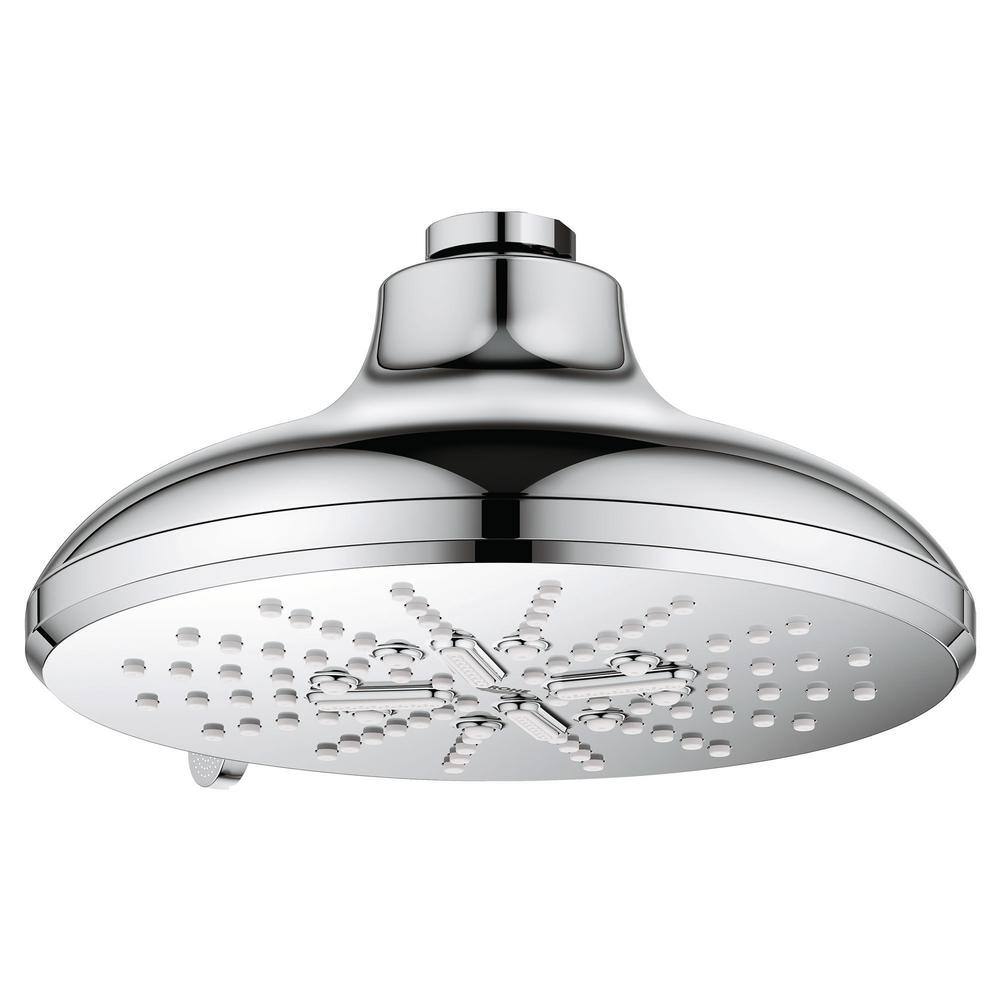 GROHE Rainshower SmartActive 3-Spray Patterns 1.75 GPM 6.5 in. Round Wall Mount Fixed Shower Head in StarLight Chrome 26789000