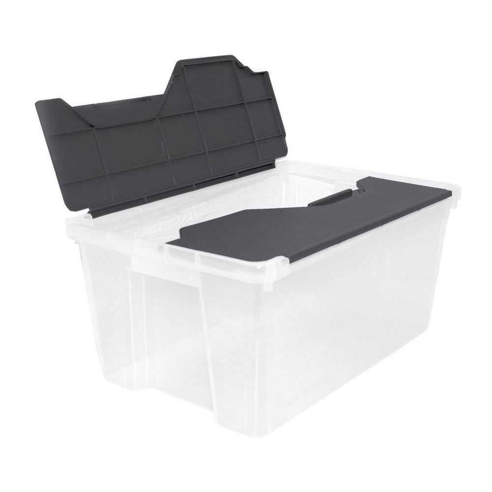 HDX Clear 5.8 Gal. Flip Top Storage Tote ST181108