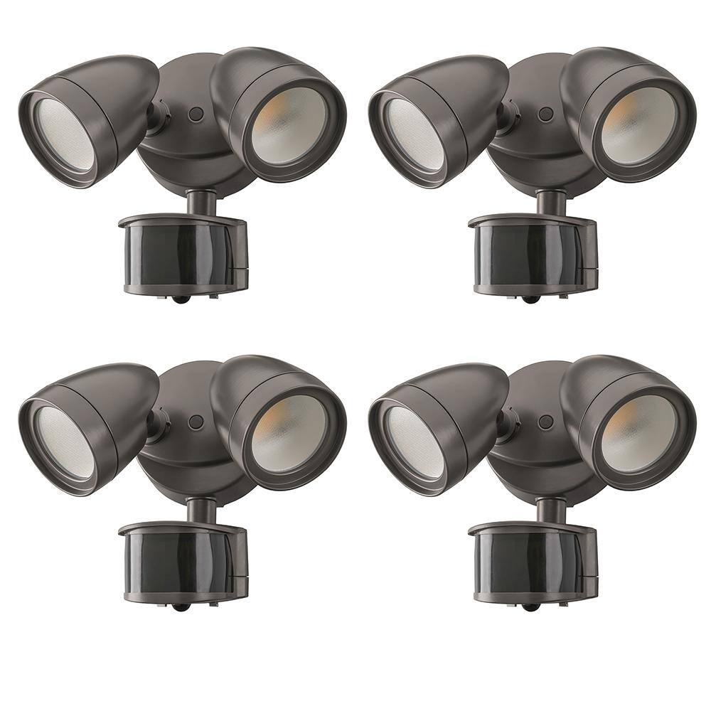 ETi 2-Head Bronze Motion Activated Outdoor Integrated LED Security Flood Light 1200 to 2400 Lumens Boost 3 CCT (4-Pack) 51406111-4PK