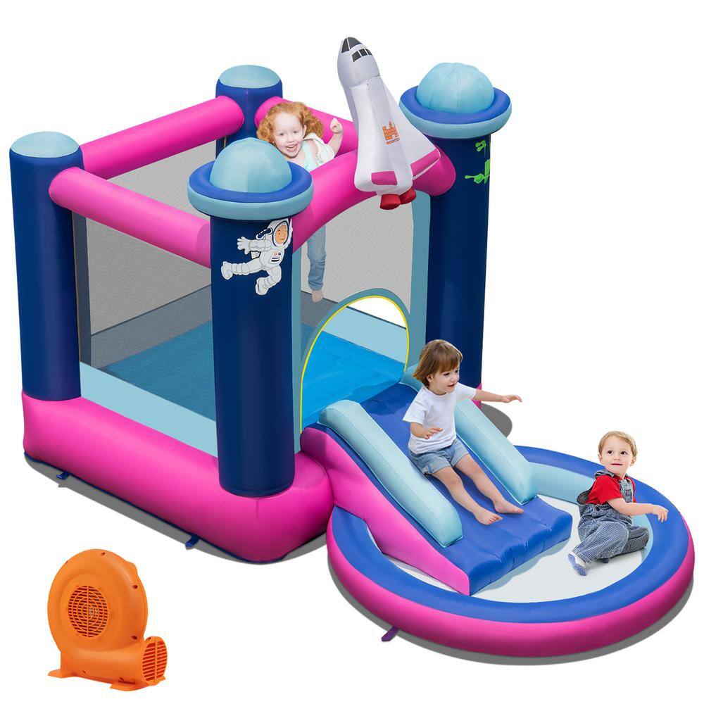 Costway Inflatable Space-themed Bounce House Kids 3-in-1 Bounce Castle with 550-Watt Blower NP10673+ES10150US