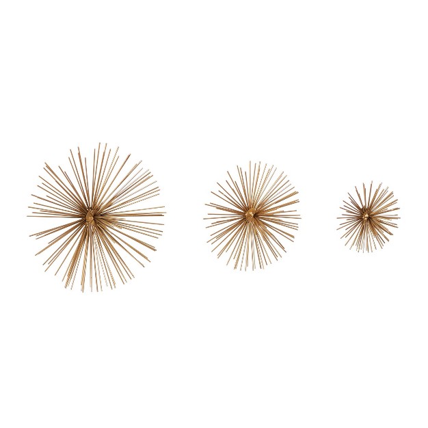 Set Of 3 Metal Starburst 3d Wall Decor Gold Olivia amp May