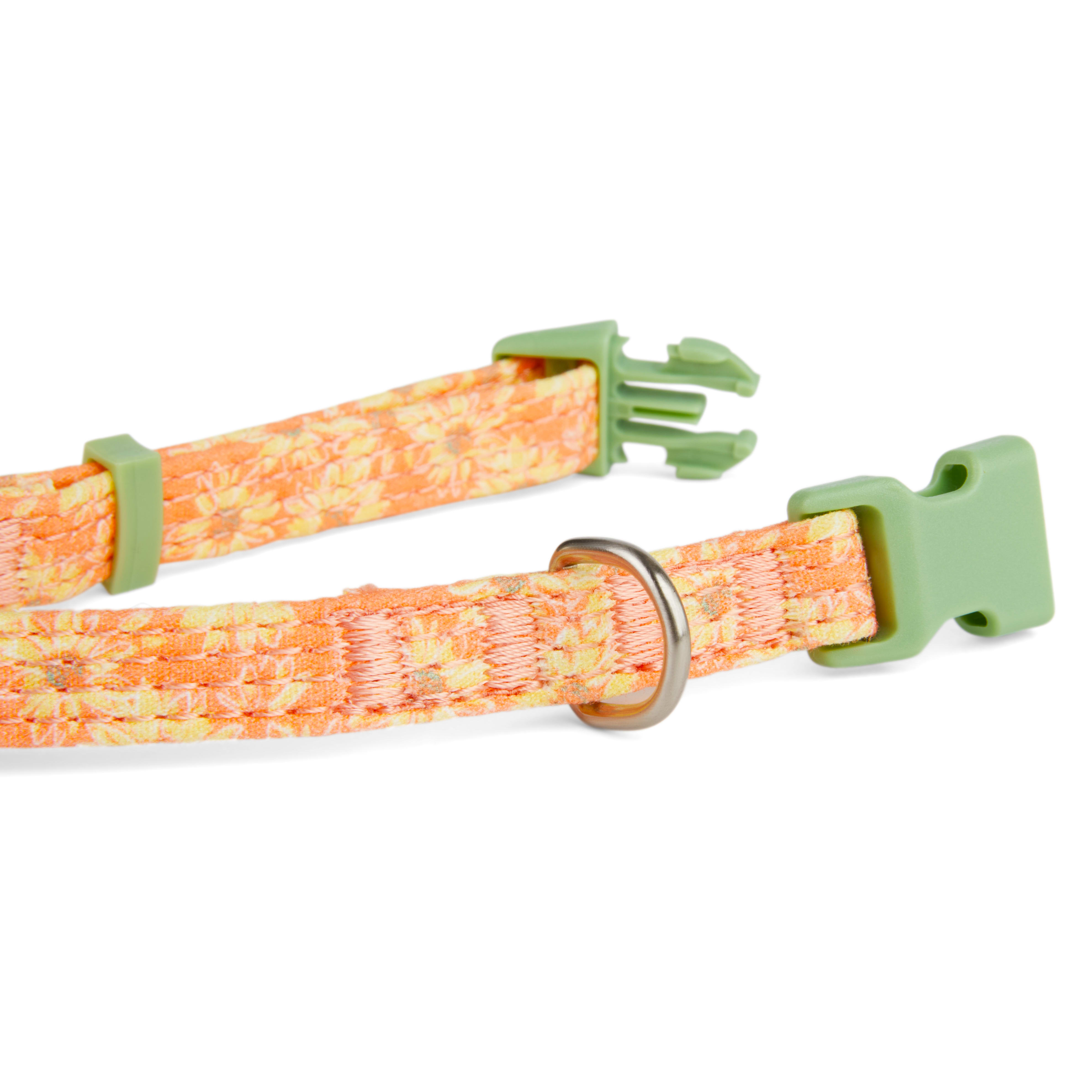 YOULY Orange Floral Small Dog Collar， XX-Small/X-Small