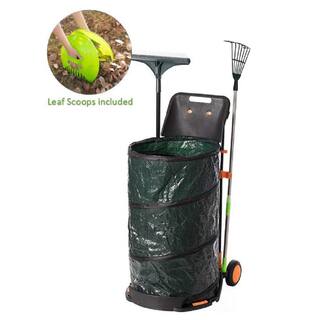 Gardenised All Purpose Garden Cart and Leaf Collector Bonus Hand Leaf Rakes Included QI004031_286