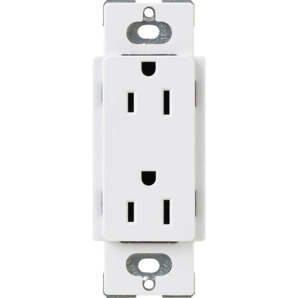 Lutron Claro 15 Amp Duplex Outlet White (CAR-15-WH) CAR-15-WH