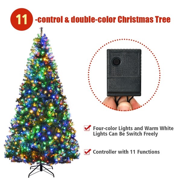 Costway 8Ft PreLit Artificial Christmas Tree Hinged 750 LED Lights