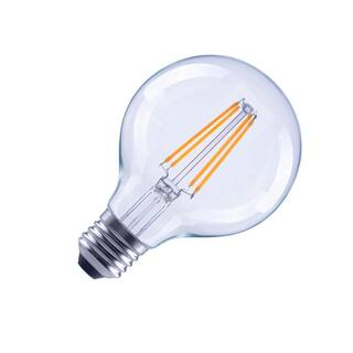 EcoSmart 40-Watt Equivalent G25 Dimmable ENERGY STAR Clear Glass Filament Vintage Edison LED Light Bulb Bright White (3-Pack) FG-03237