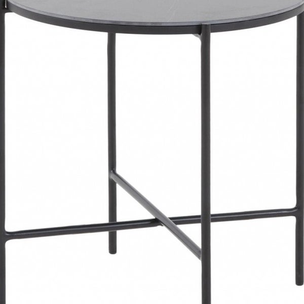 Modern Industrial Black Round Ceramic Side Table - 20