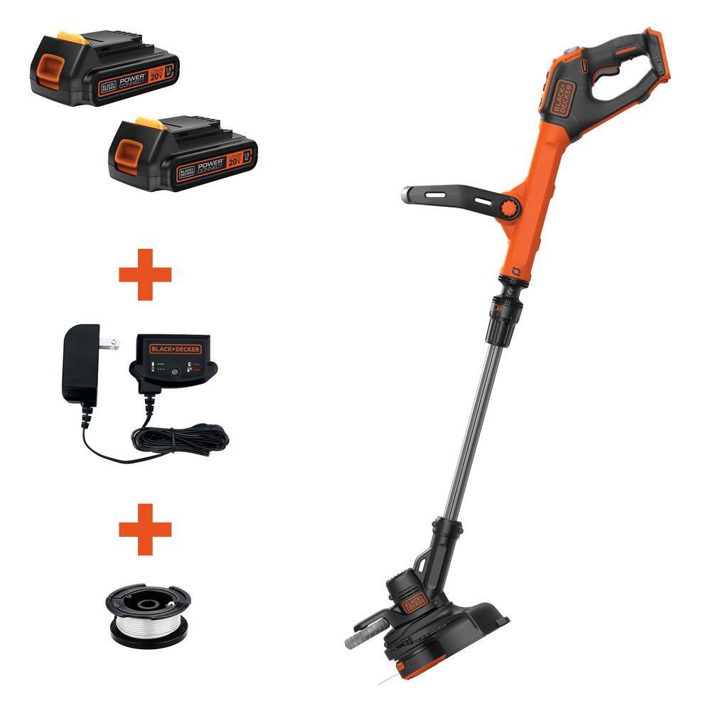 BLACK+DECKER 20V MAX Cordless Battery Powered String Trimmer Kit with (2) 1.5Ah Batteries  Charger LSTE525