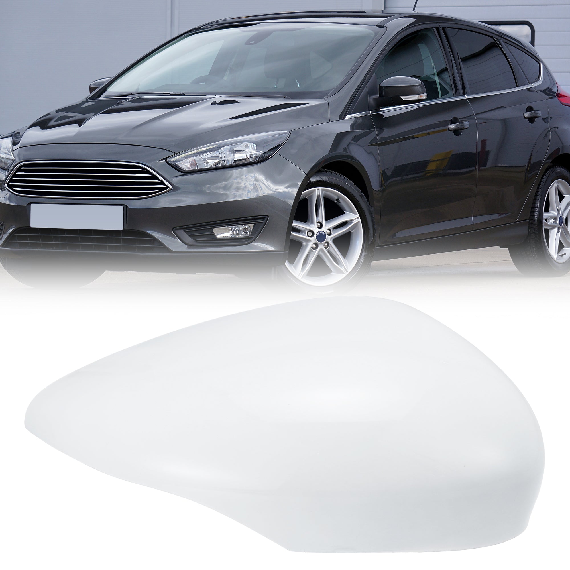 White Right Side Car Side Door Wing Mirror Cover Rear View Mirror Cap for Ford Fiesta MK7 2008-2017