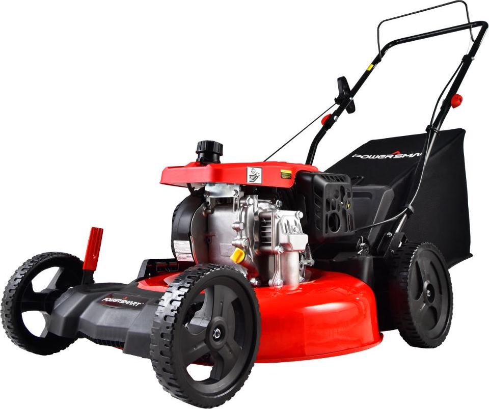 PowerSmart 209CC Engine 21  3in1 Gas Powered Push Lawn Mower DB2194PH with 8  Rear Wheel Rear Bag Side Discharge and Mulching  Crowdfused