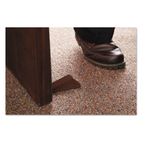 Master Caster Big Foot Doorstop， No Slip Rubber Wedge， 2.25w x 4.75d x 1.25h， Brown， 2/Pack (00971)