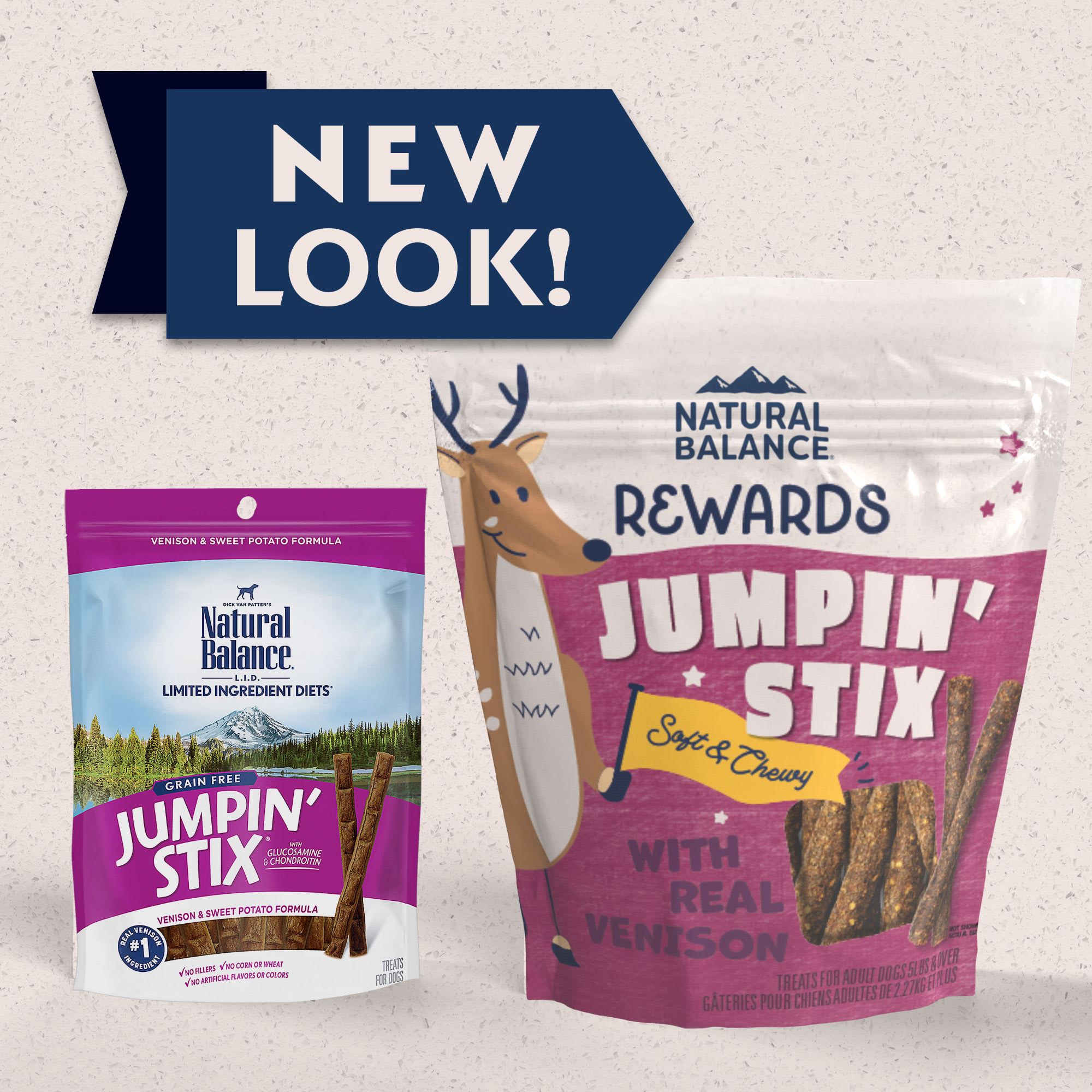 Natural Balance Jumpin Stix Grain Free with Real Venison  Sweet Potato Recipe Dog Treats， 10 oz.