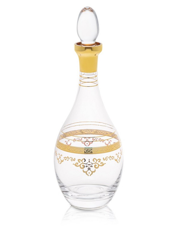 Classic Touch Wine Decanter With Rich Gold Design