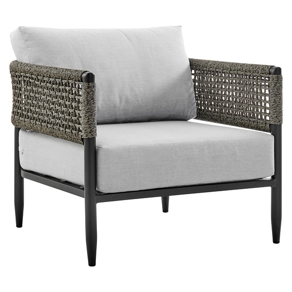 Felicia Black Aluminum and Rope Outdoor Patio 4Piece Sofa Chat Set