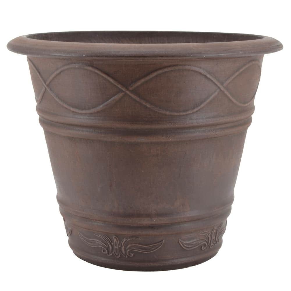 Arcadia Garden Products Western Weave 14-1/2 in. x 11 in. Chocolate Composite PSW Pot ME36C