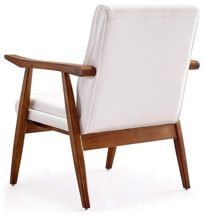 Manhattan Comfort ArchDuke Faux Leather Accent Chair in White/Amber   Midcentury   Armchairs And Accent Chairs   by Homesquare  Houzz