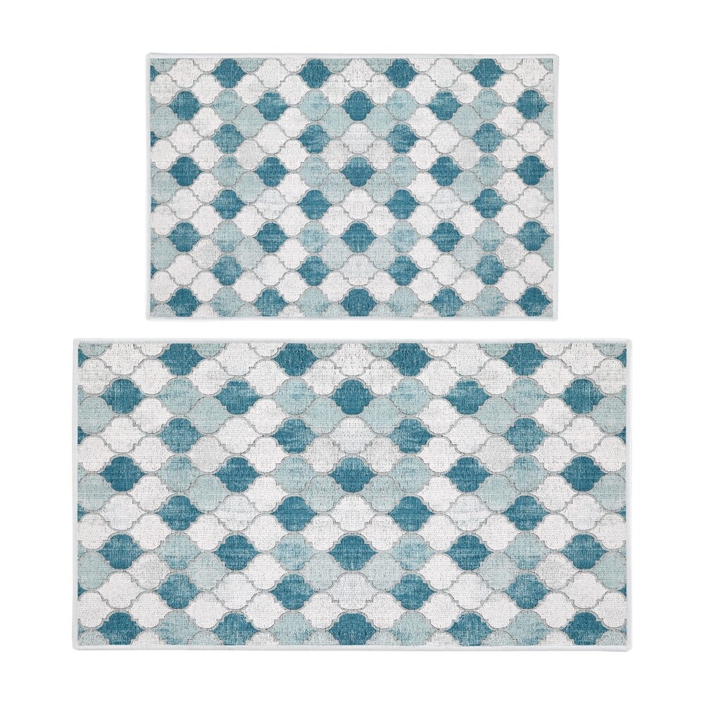 Non skid Washable Kitchen Runner Rugs (Set of 2)   Set of 44 x 24 and 31.5 x 20 Inches